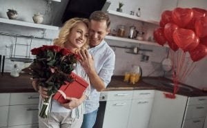 romantic couple celebrating Valentine's Day