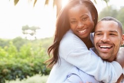 happy couple outdoors